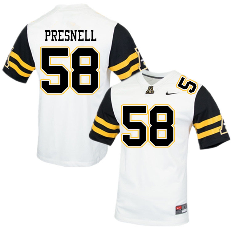 Men #58 Chase Presnell Appalachian State Mountaineers College Football Jerseys Sale-White